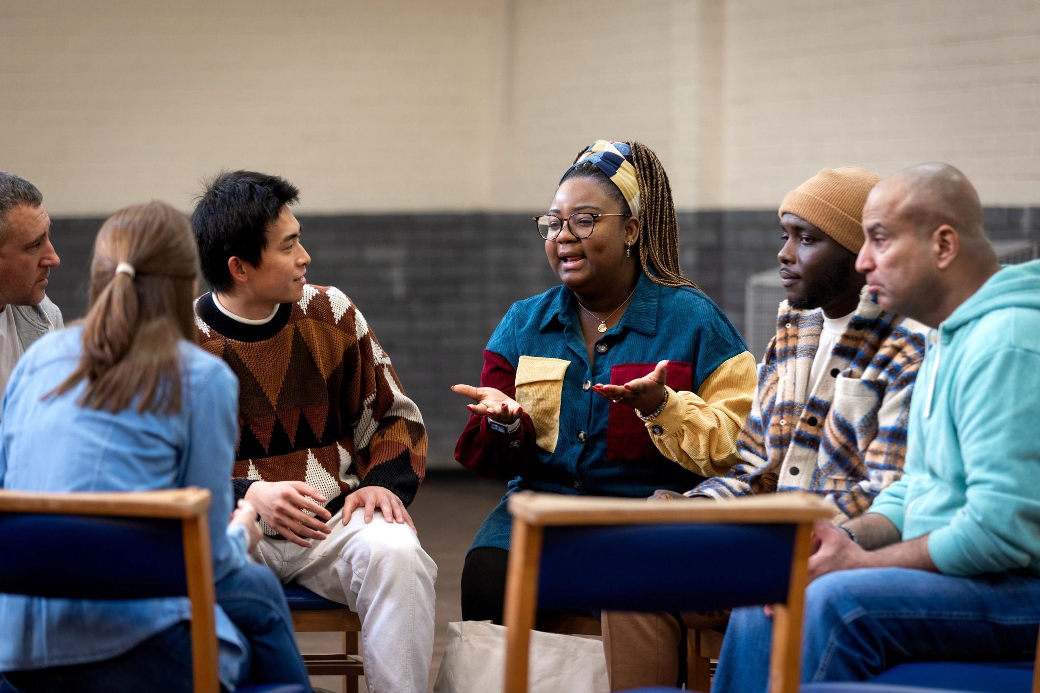 Small group gathered for discussion and study